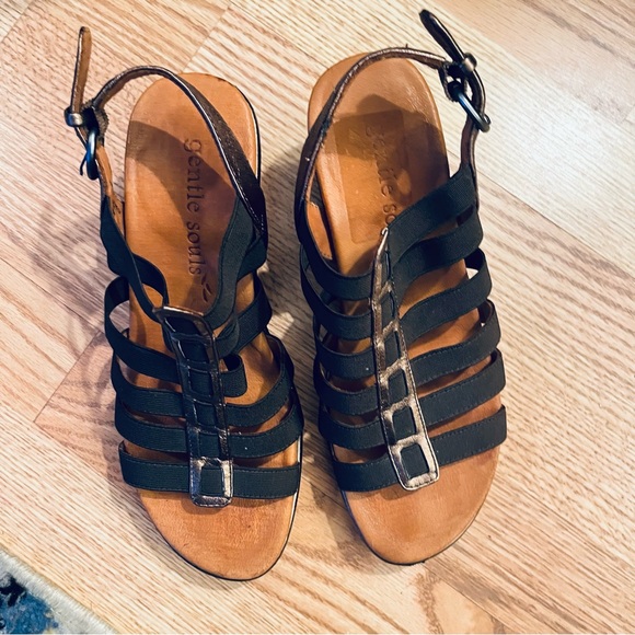 Gentle Souls Brown & Metallic Copper Wedges Size 7.5 M - Picture 5 of 9